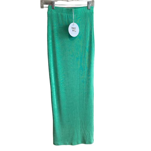 Princess Polly Amelia Midi Skirt Stretch Pull On Green 4 - Picture 3 of 8
